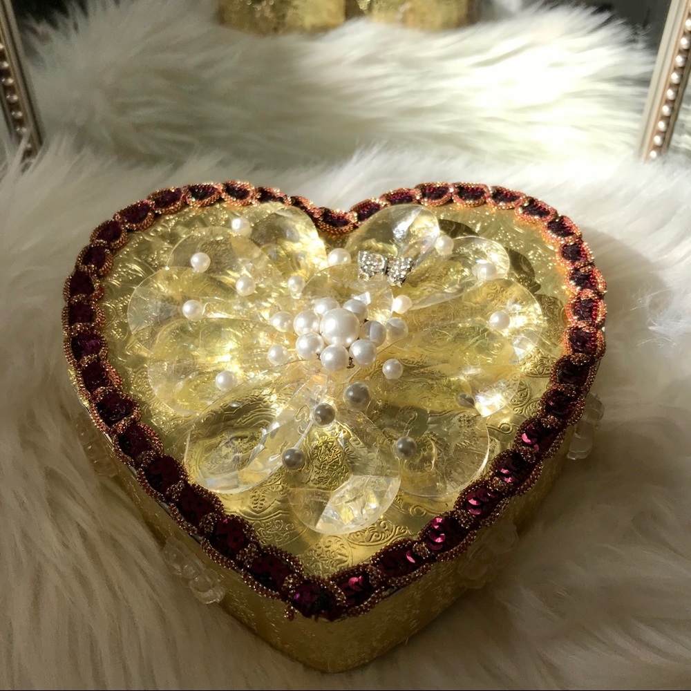 💝Crystal Heart Box Vintage Jewelry Valentine - Picture 7 of 15
